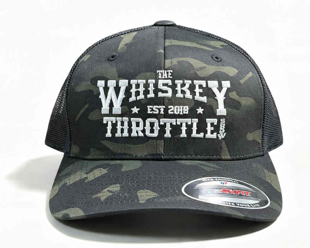 Whiskey Throttle Show Camo Trucker Cap